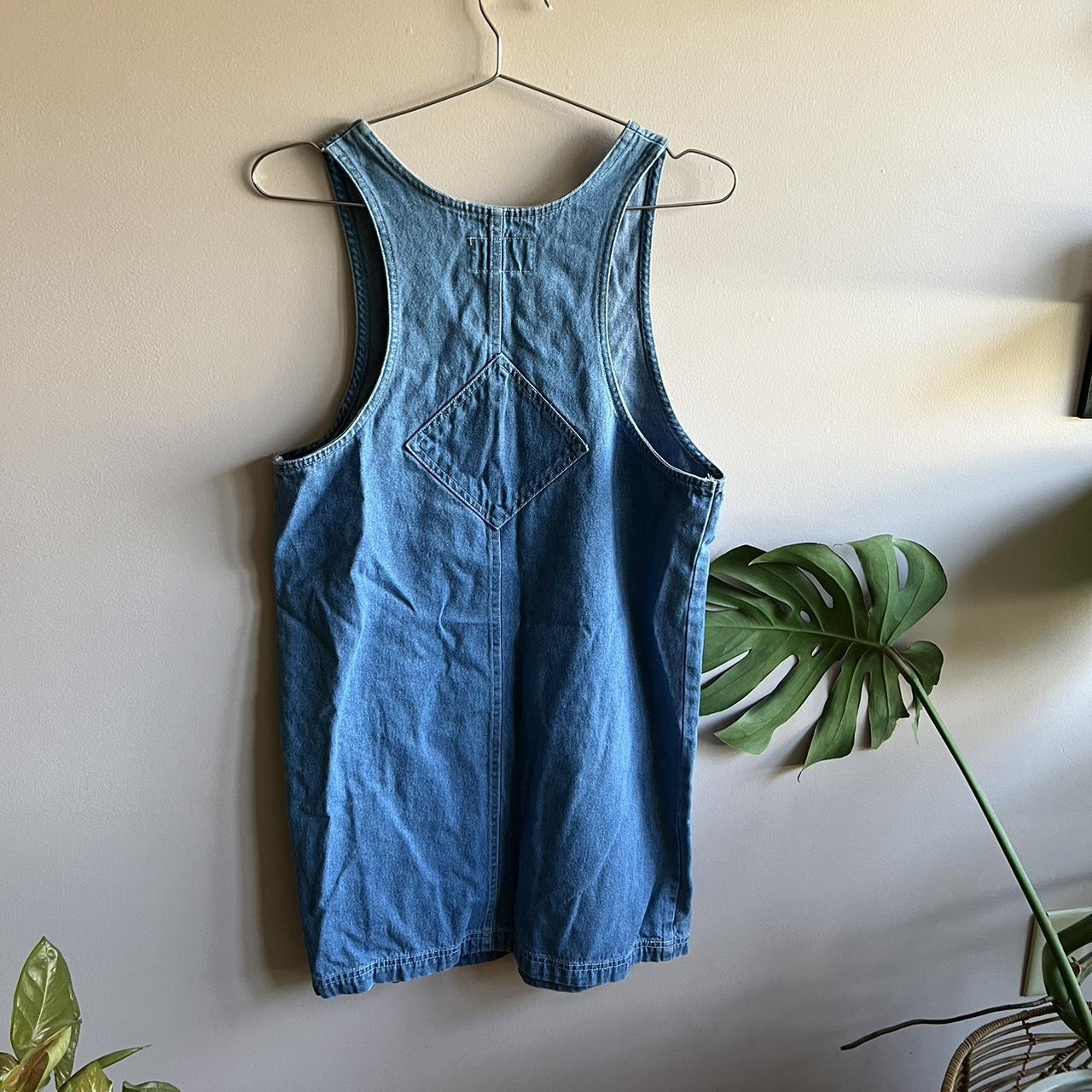 true blue vintage denim overall dress. zipper up the... - Depop
