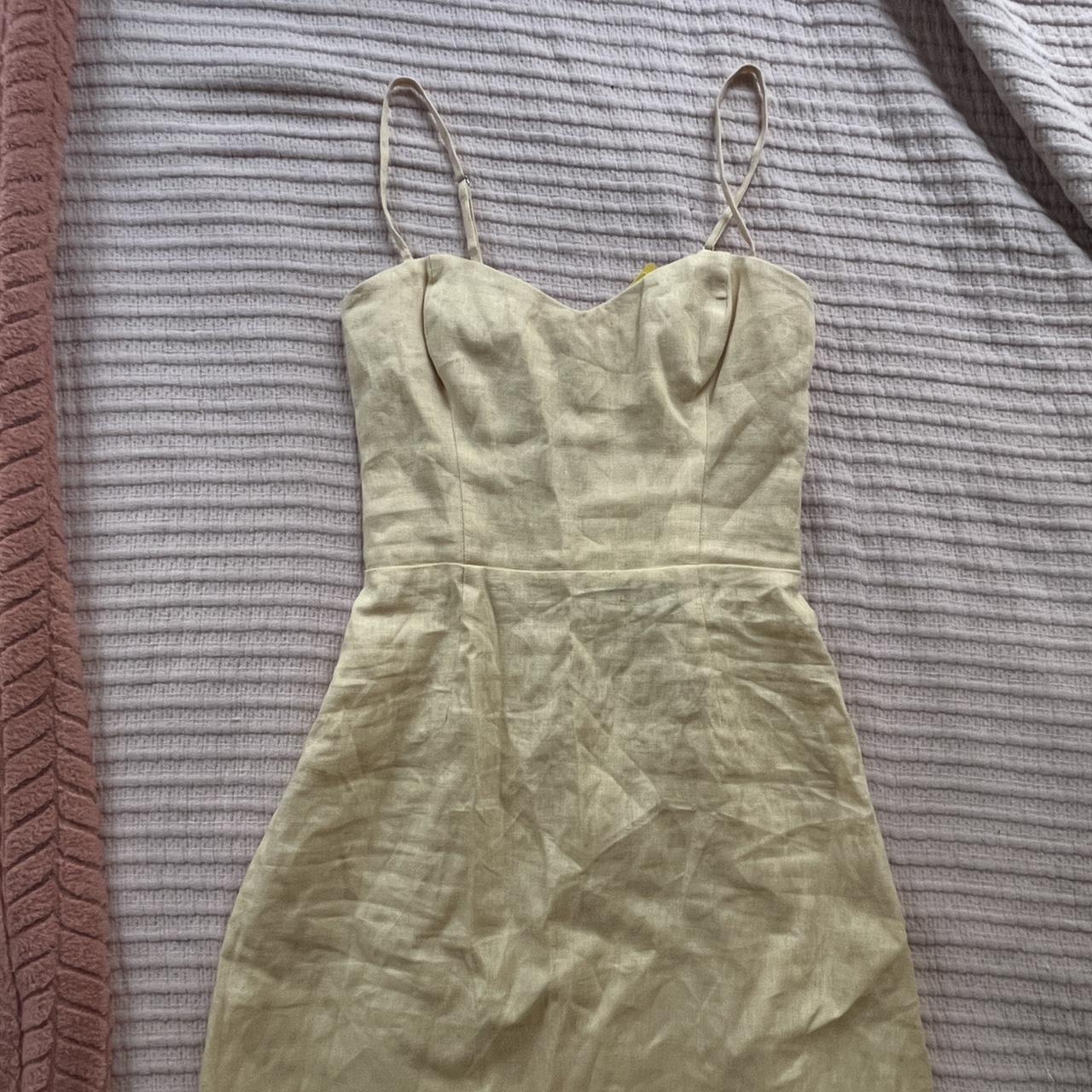 Reformation Yellow Linen mini dress. In perfect... - Depop