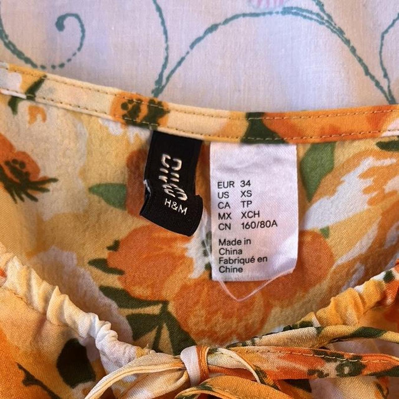 orange watercolor floral h&m dress SO flipping cute-... - Depop