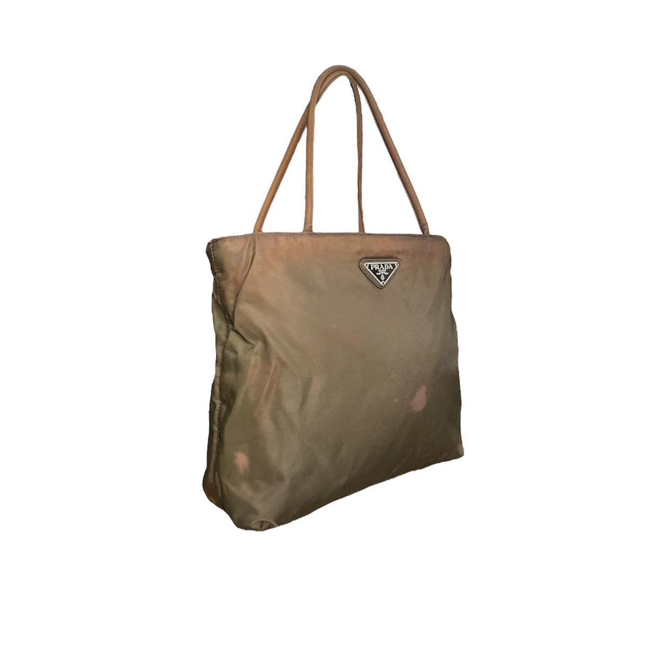 vintage prada nylon shoulder bag rare tan / light - Depop
