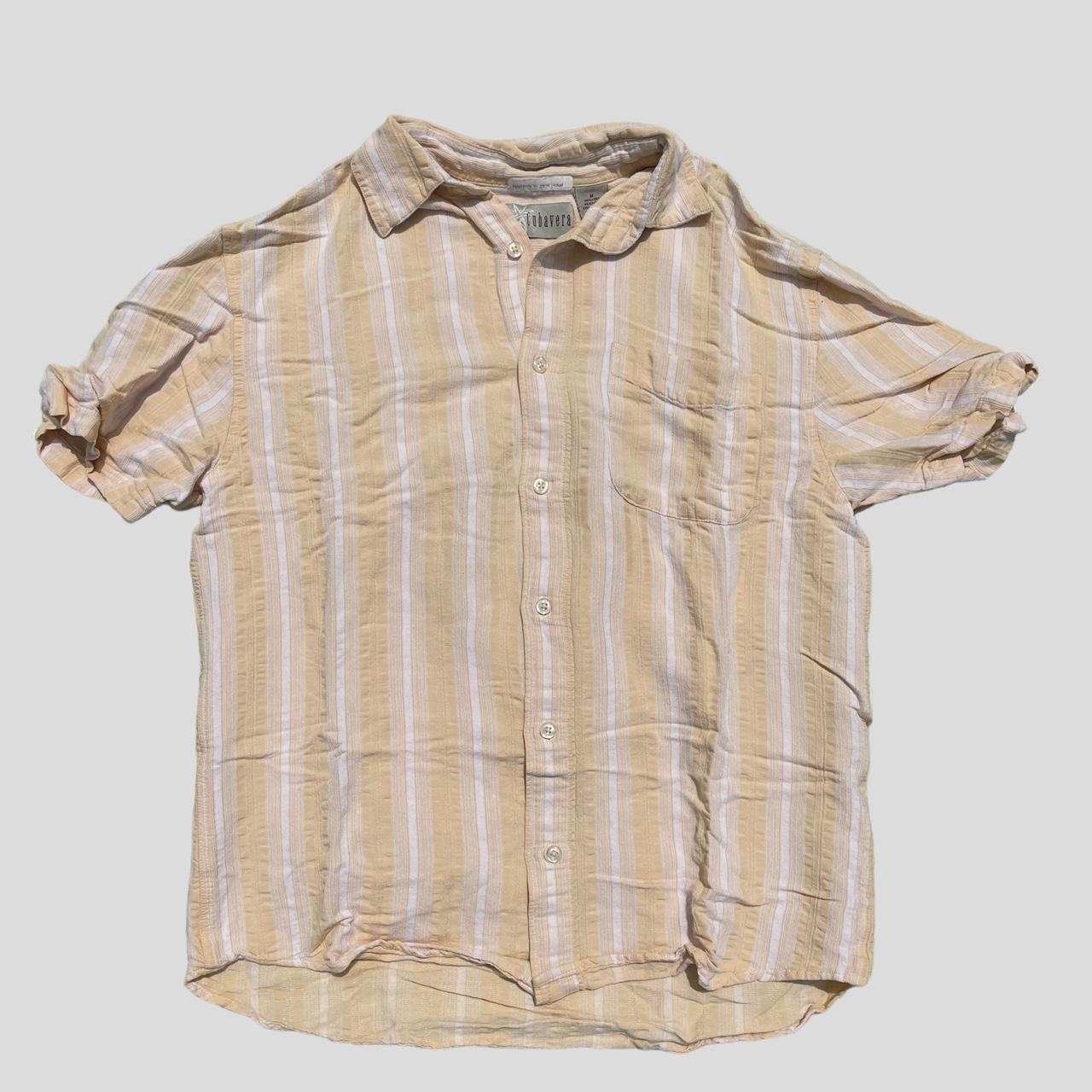 Vintage Yellow Striped Button Up 🌟 Vintage Cubavera... Depop