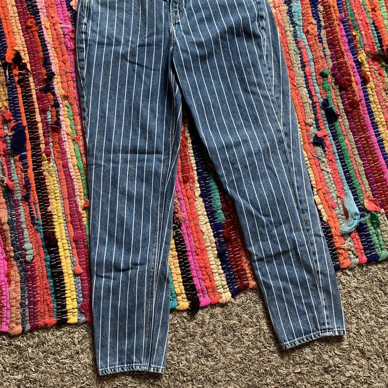 Black and white vertical striped jeans. I took the - Depop