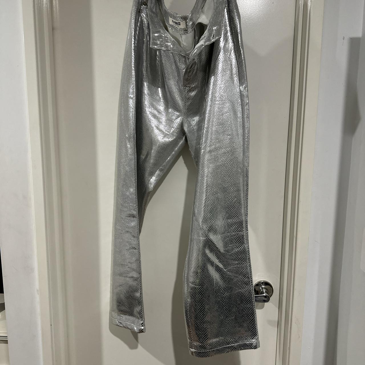 4th & Reckless metallic straight leg pants in silver