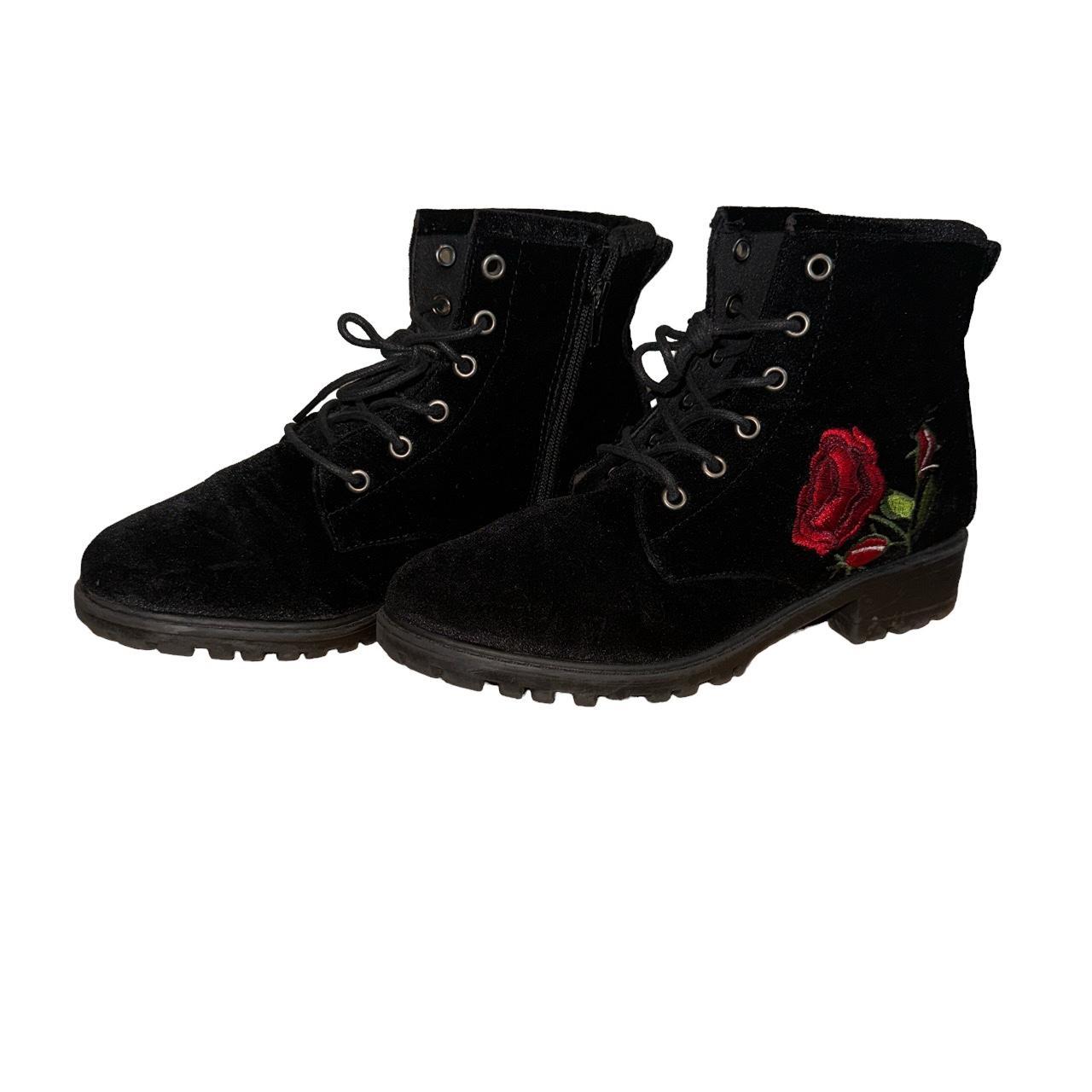 Rose embroidered 2024 combat boots