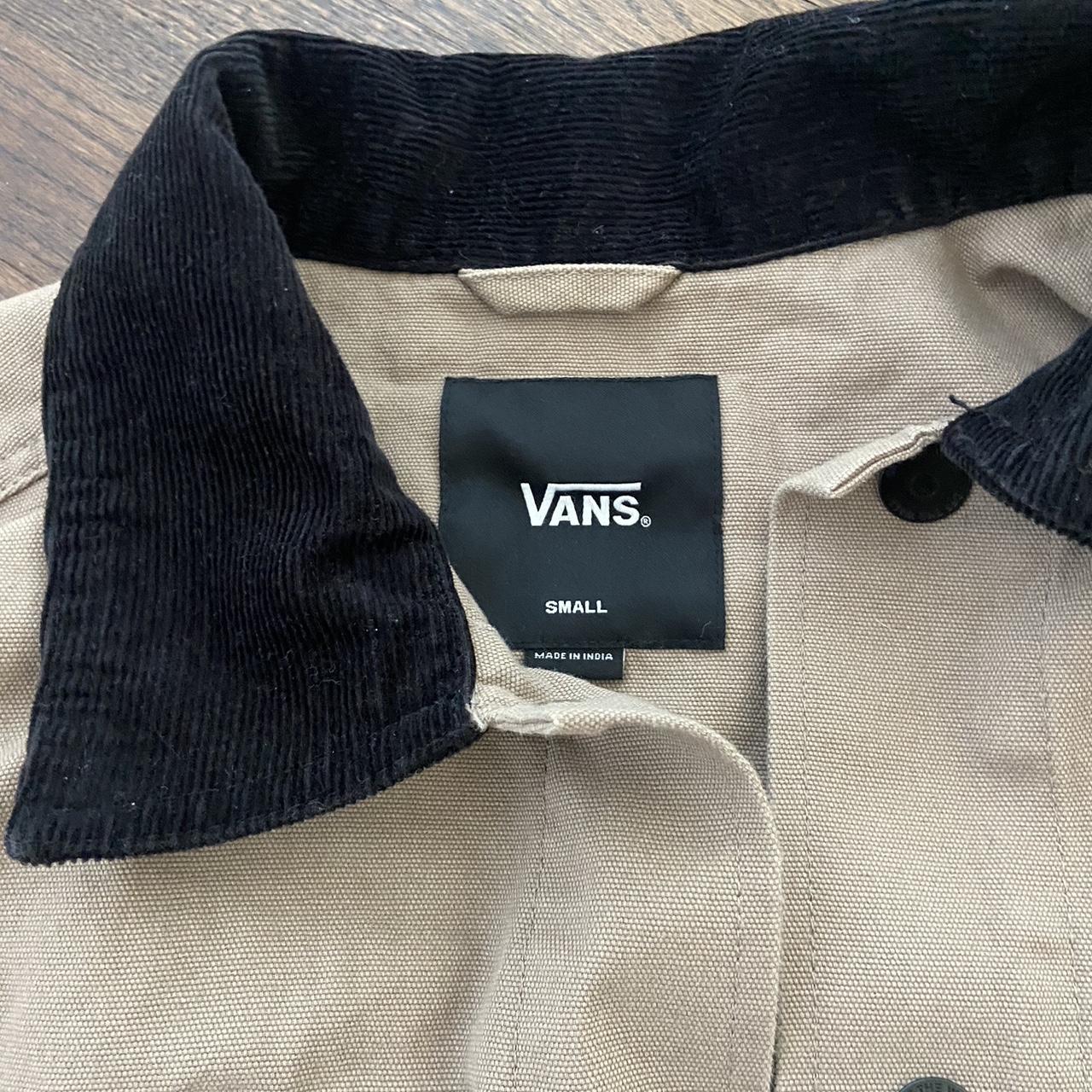 vans jacket with cord collar Size Small Small... - Depop