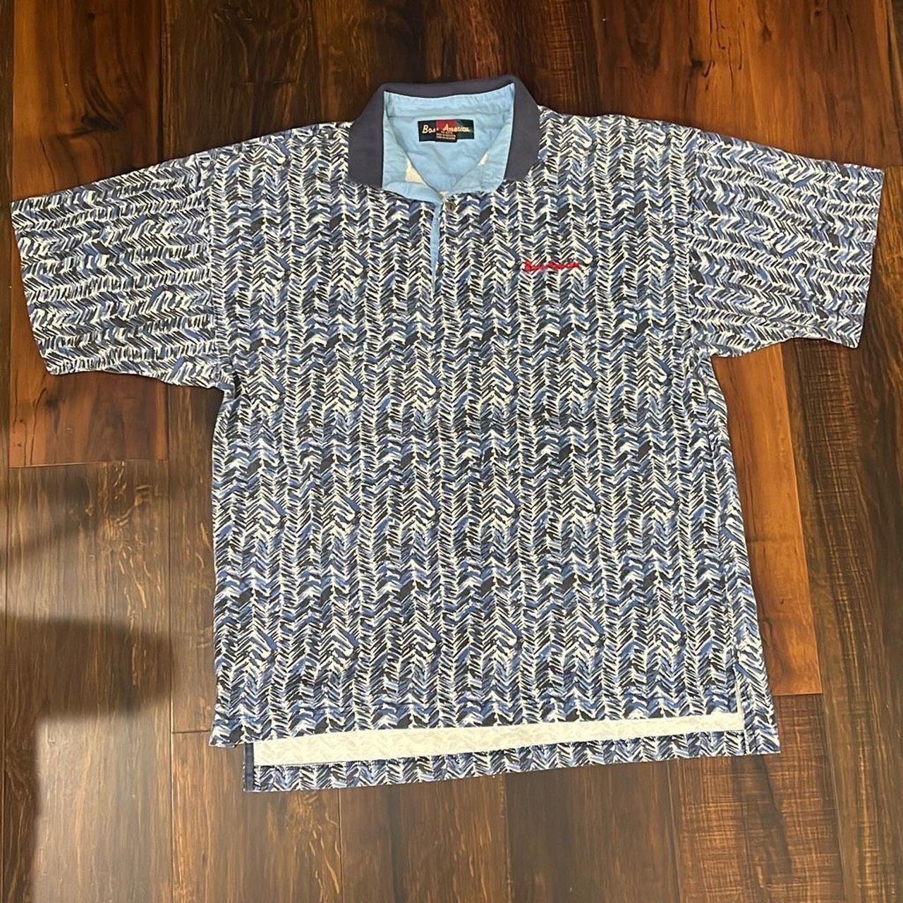 Hugo Boss Men's Blue and Red Poloshirts Depop