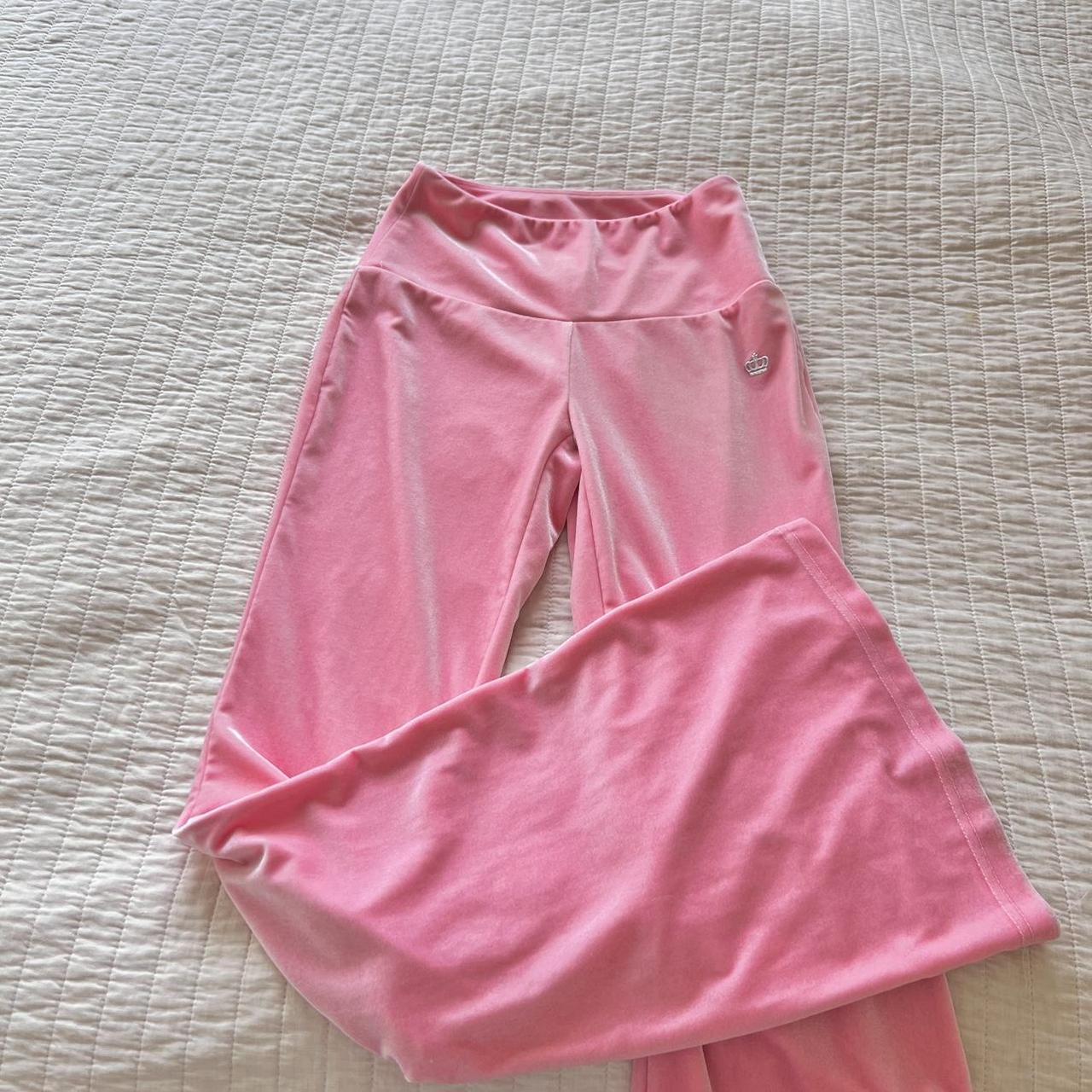 pink velour juicy couture leggings / pants ! -high... - Depop