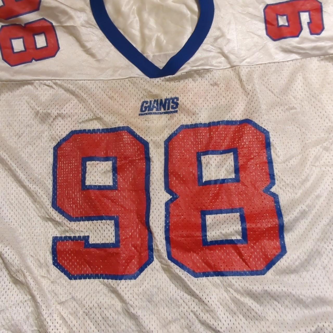 Vintage 90s Logo 7 #98 Jessie Armstead NEW YORK GIANTS jersey L blue  football