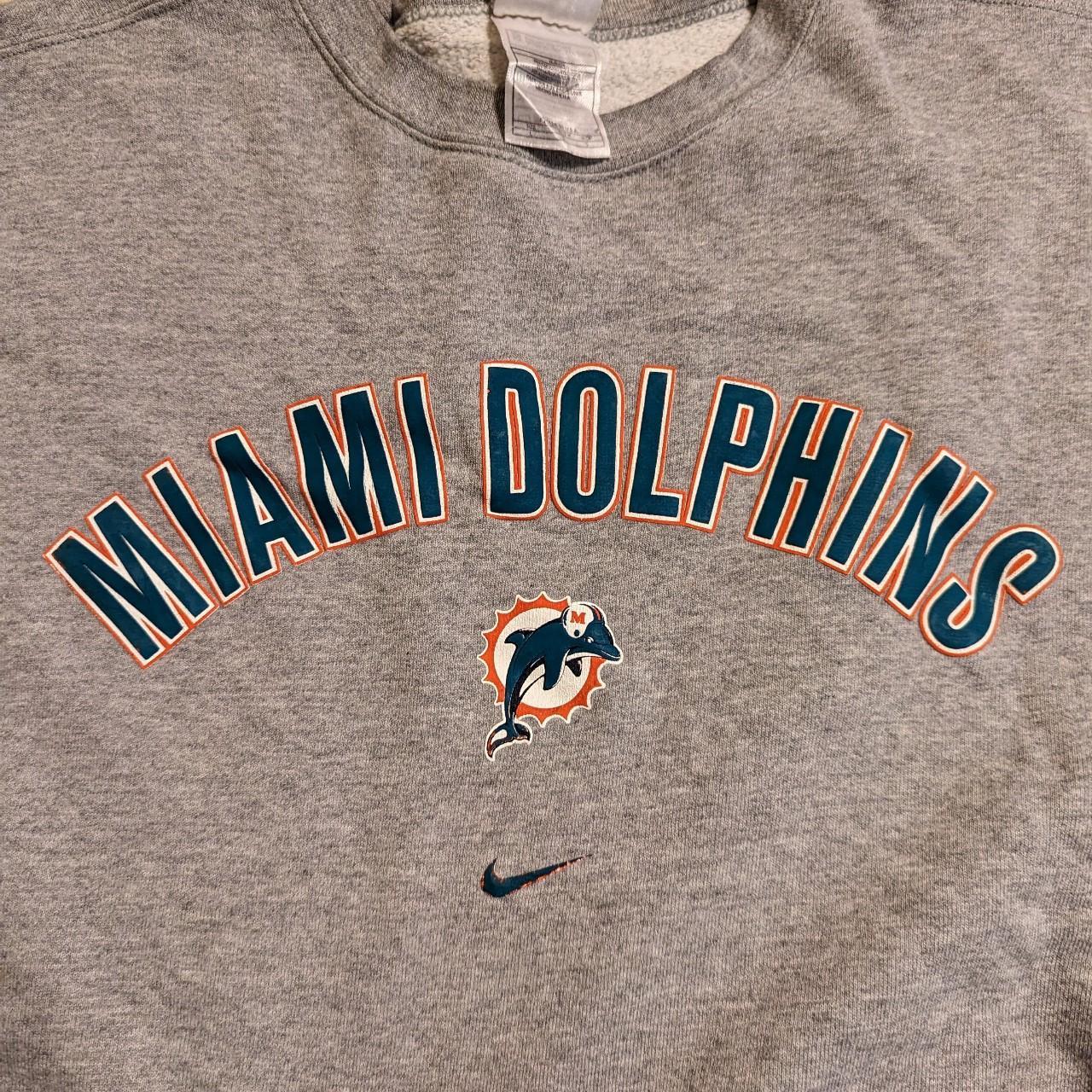 Vintge Miami dolphins sweatshirt // 90s 80s Grey - Depop