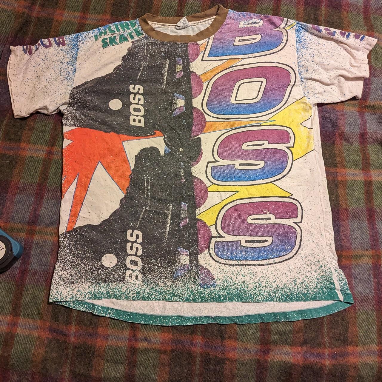 Vtg 90s BOSS Inline Roller Skating All Over Print...