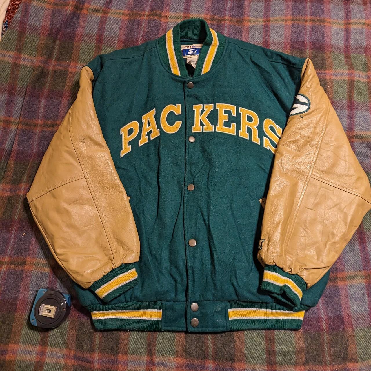 Vintage 90's Green Bay Packers Starter Jacket Green - Depop