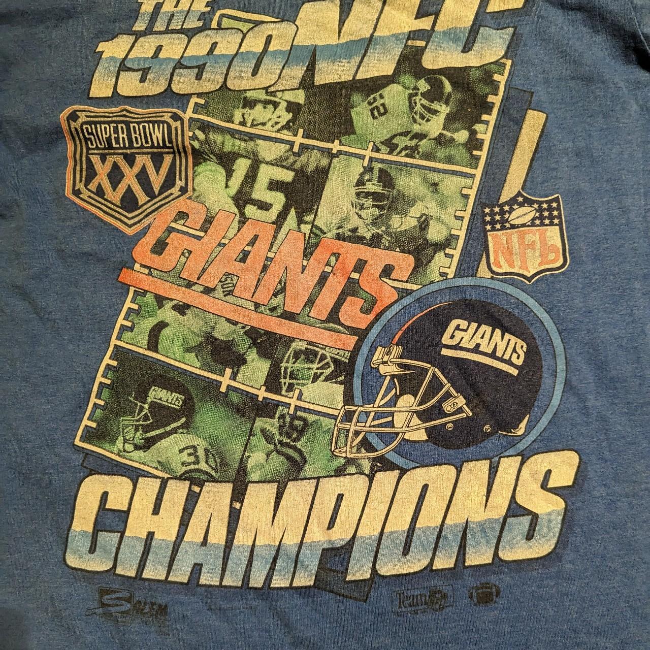 Vintage New York Giants Super Bowl XXV Champions T-Shirt Salem Blue- Size L