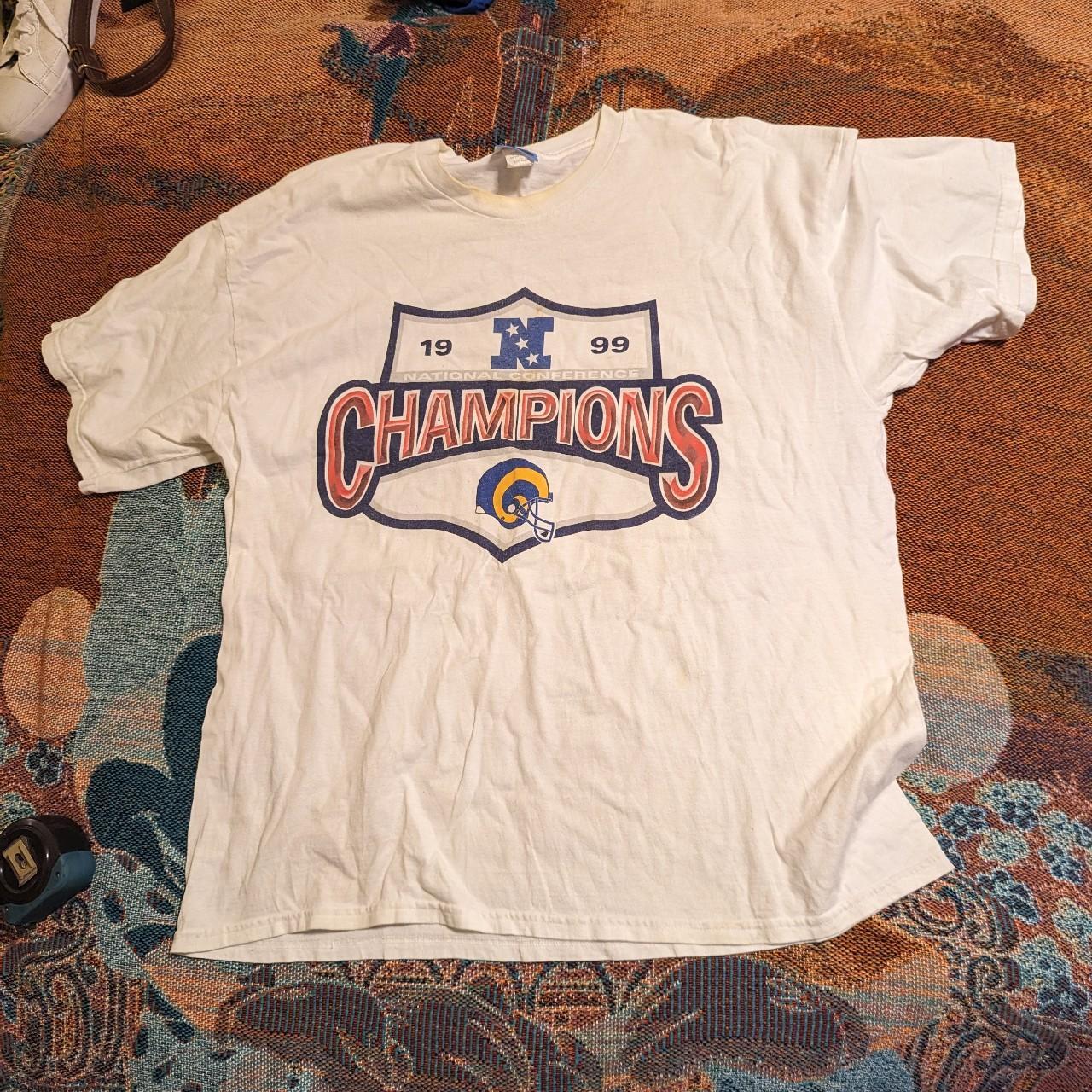 Vintage 1999 St. Louis Rams NFC Western Division Champions Tee T-Shirt  White XL