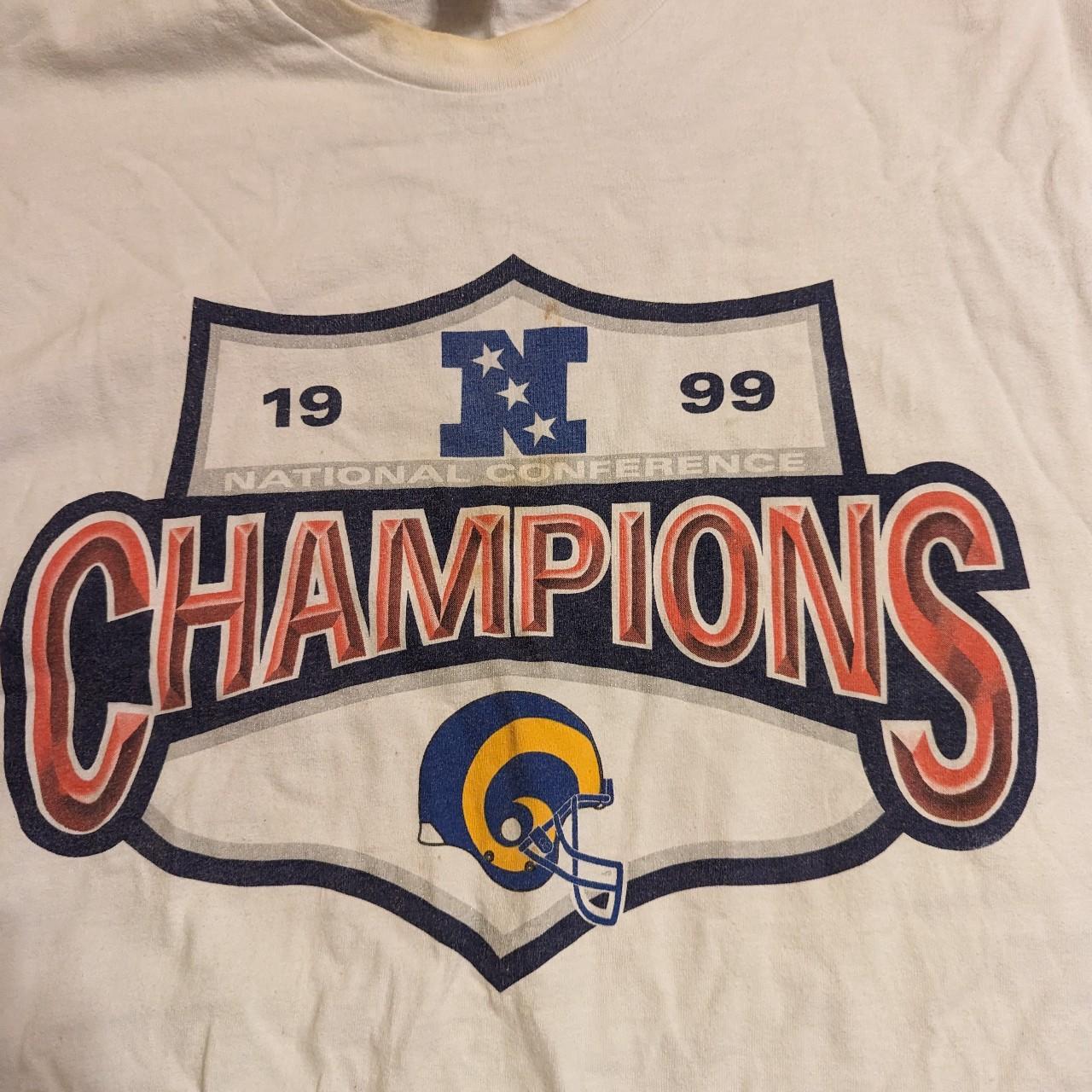 Vintage 1999 St. Louis Rams NFC Western Division Champions Tee T-Shirt  White XL