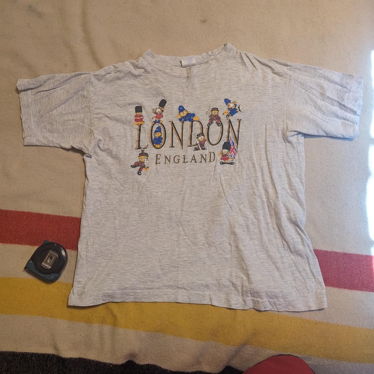 Vintage Garfield London England T-Shirt L Cartoon 90s - Depop