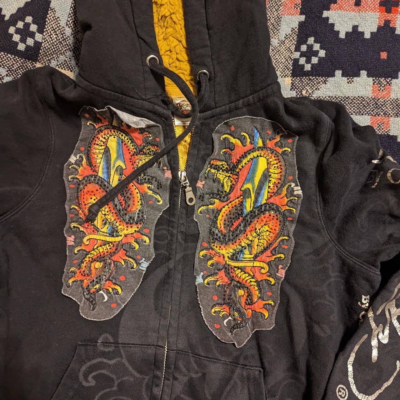 Vtg Y2K Christian Audigier Ed Hardy Women's Zip | Depop