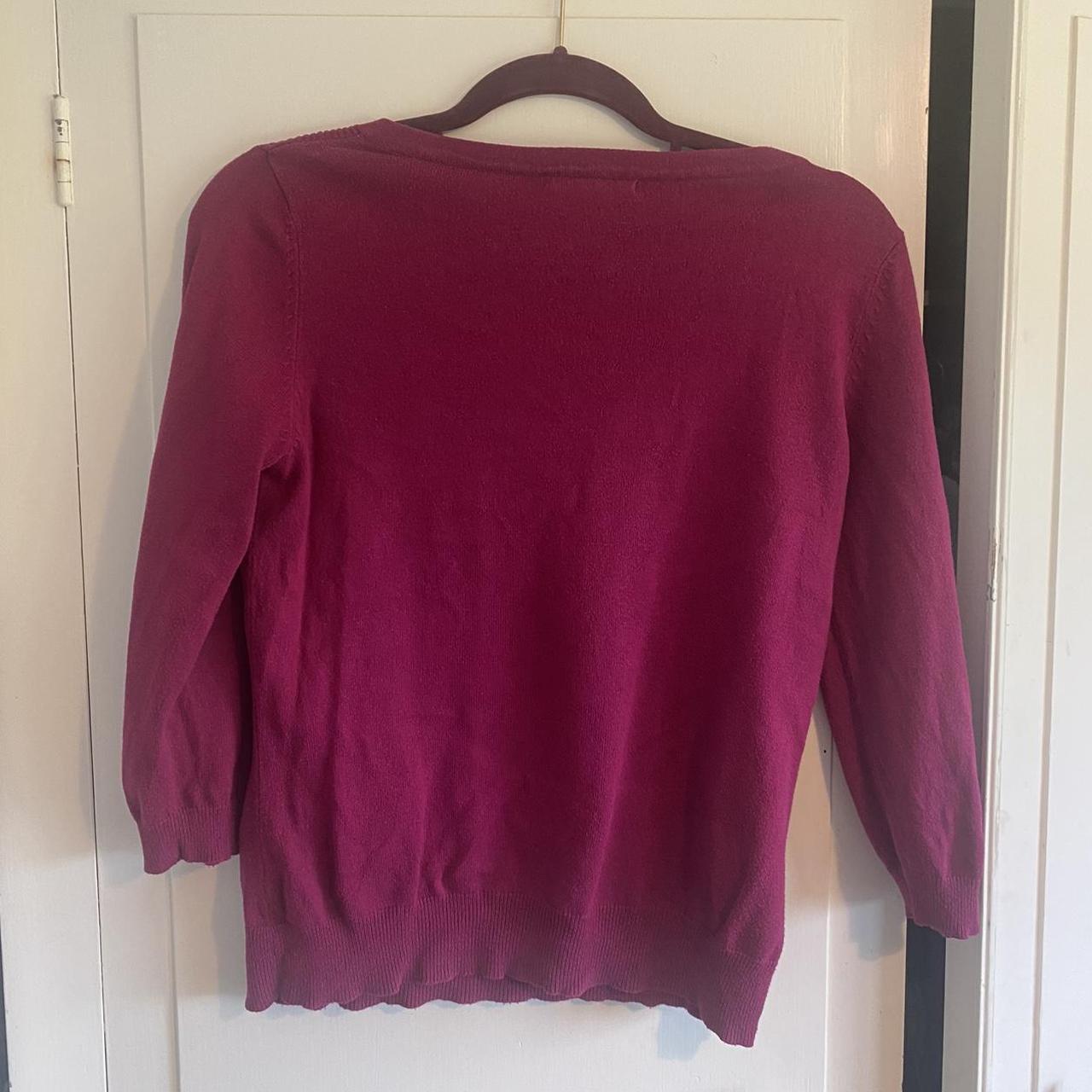 Pink fuchsia Laura Ashley knit jumper with 3/4... - Depop