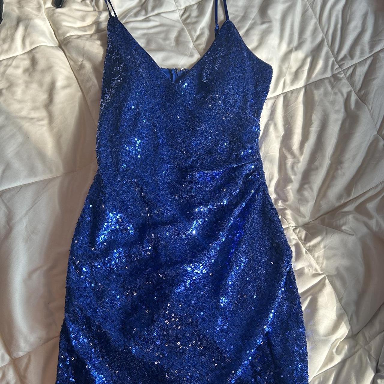 Blue sequin dress. Wore one time for home coming.... - Depop