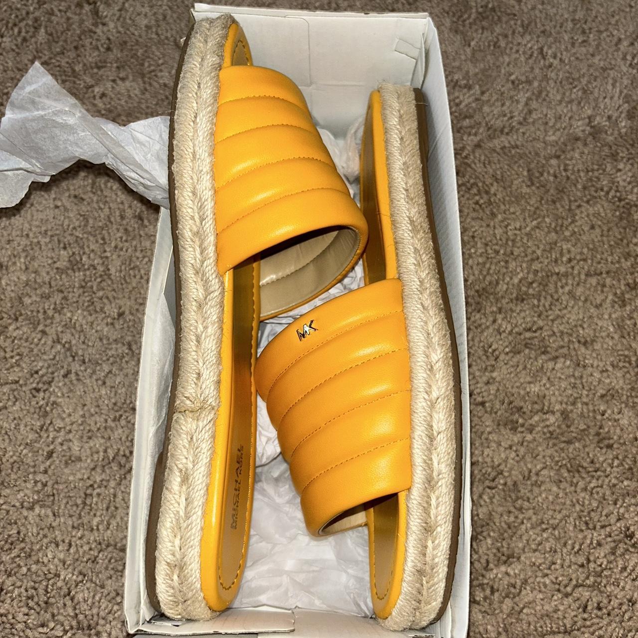 NWOB Michael Kors Yellow Royce Puff Slides size 10 Depop