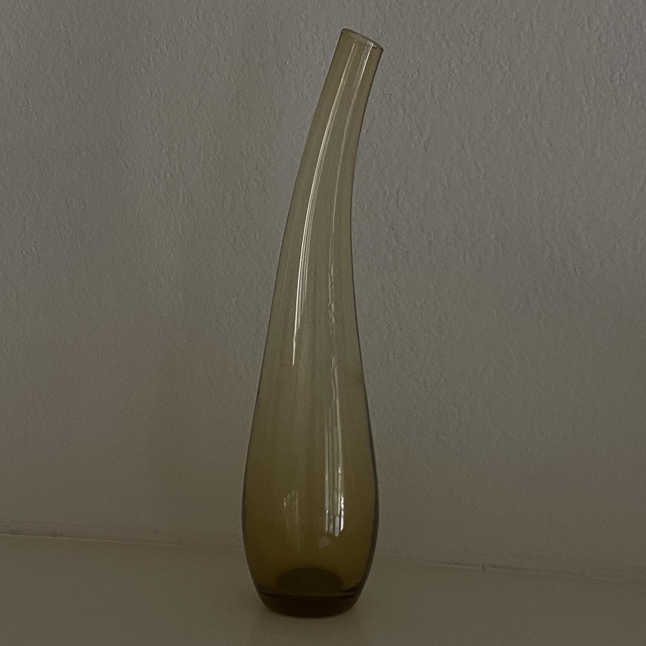 beautiful sleek minimalist glass vase mid century... Depop