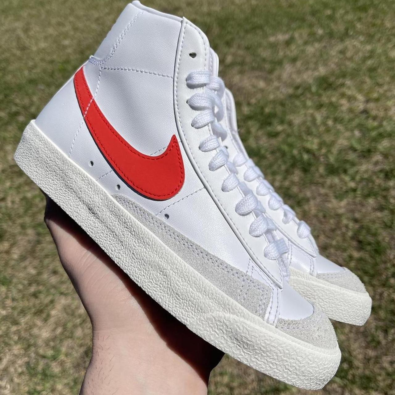 nike blazer mid white red