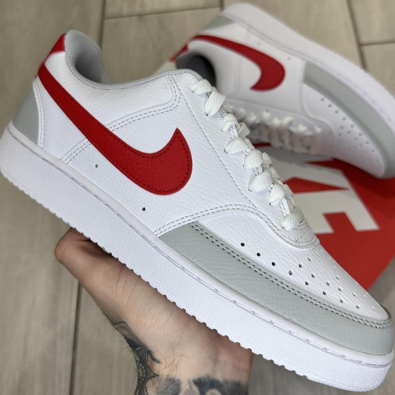 womens red and white nike shoes