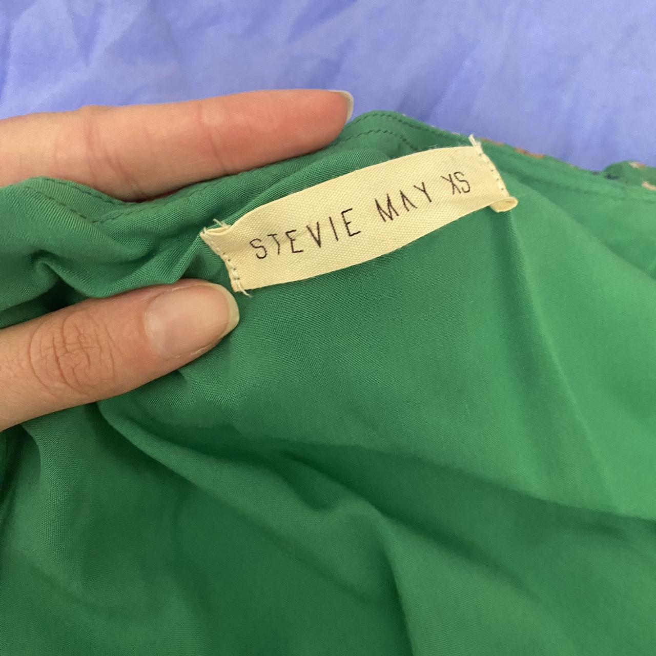 Women's Green and Cream Dress Depop