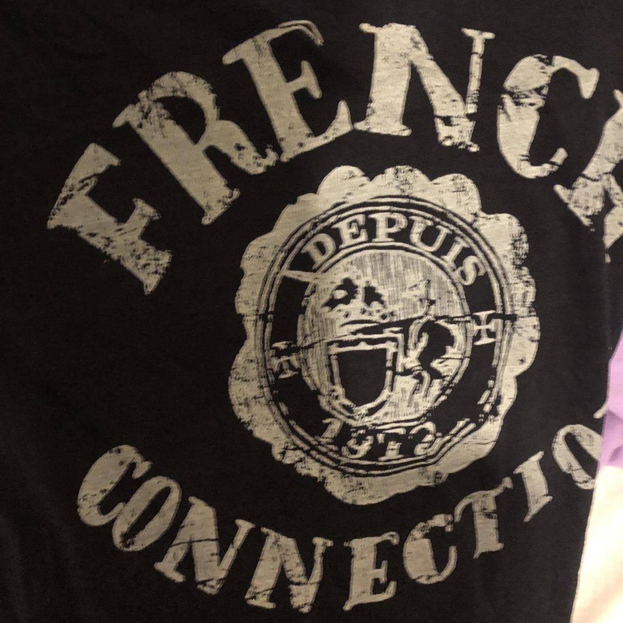 French Connection Women's Black and White Tshirt Depop