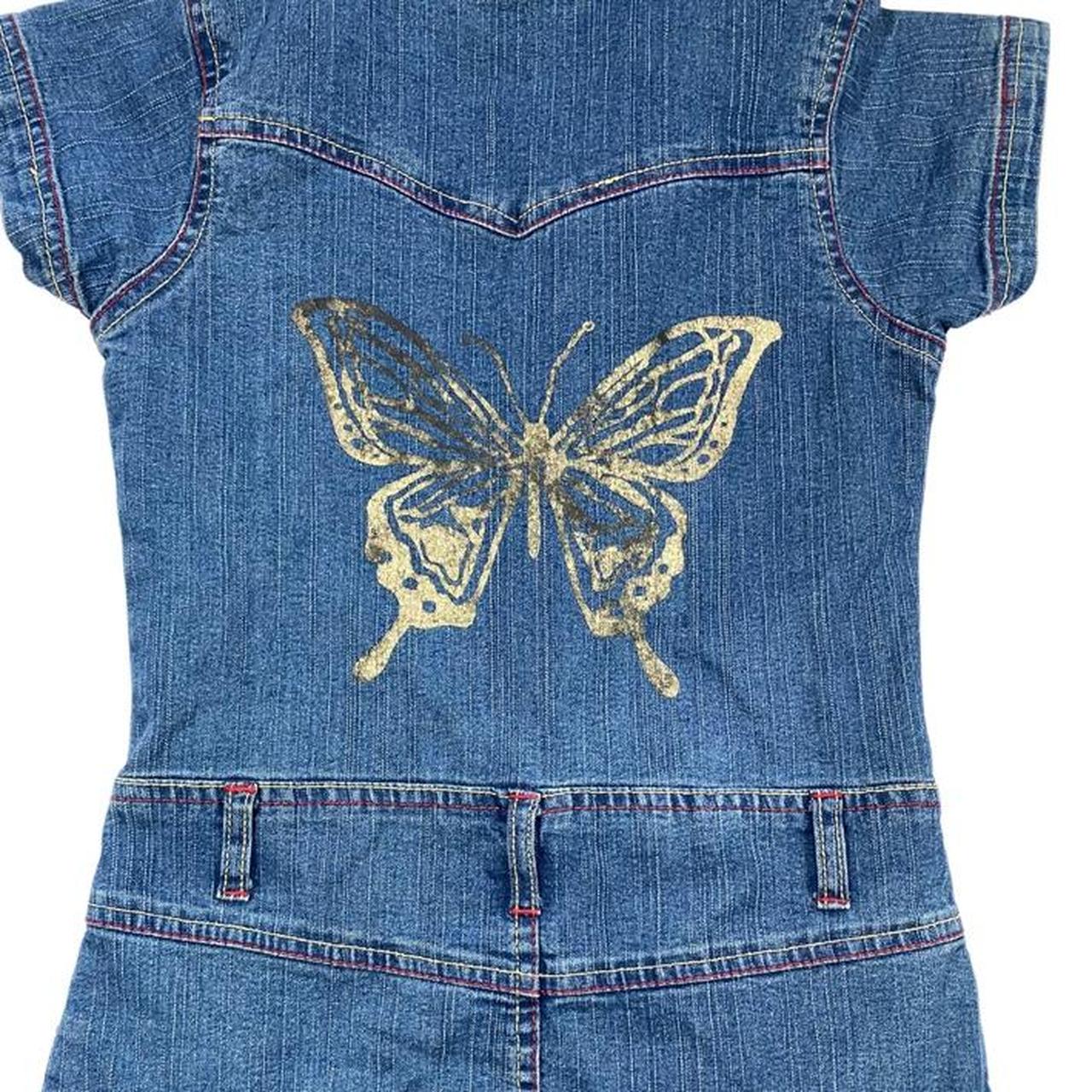 Y2K Glam Butterfly Denim Dress Brand 2B... Depop