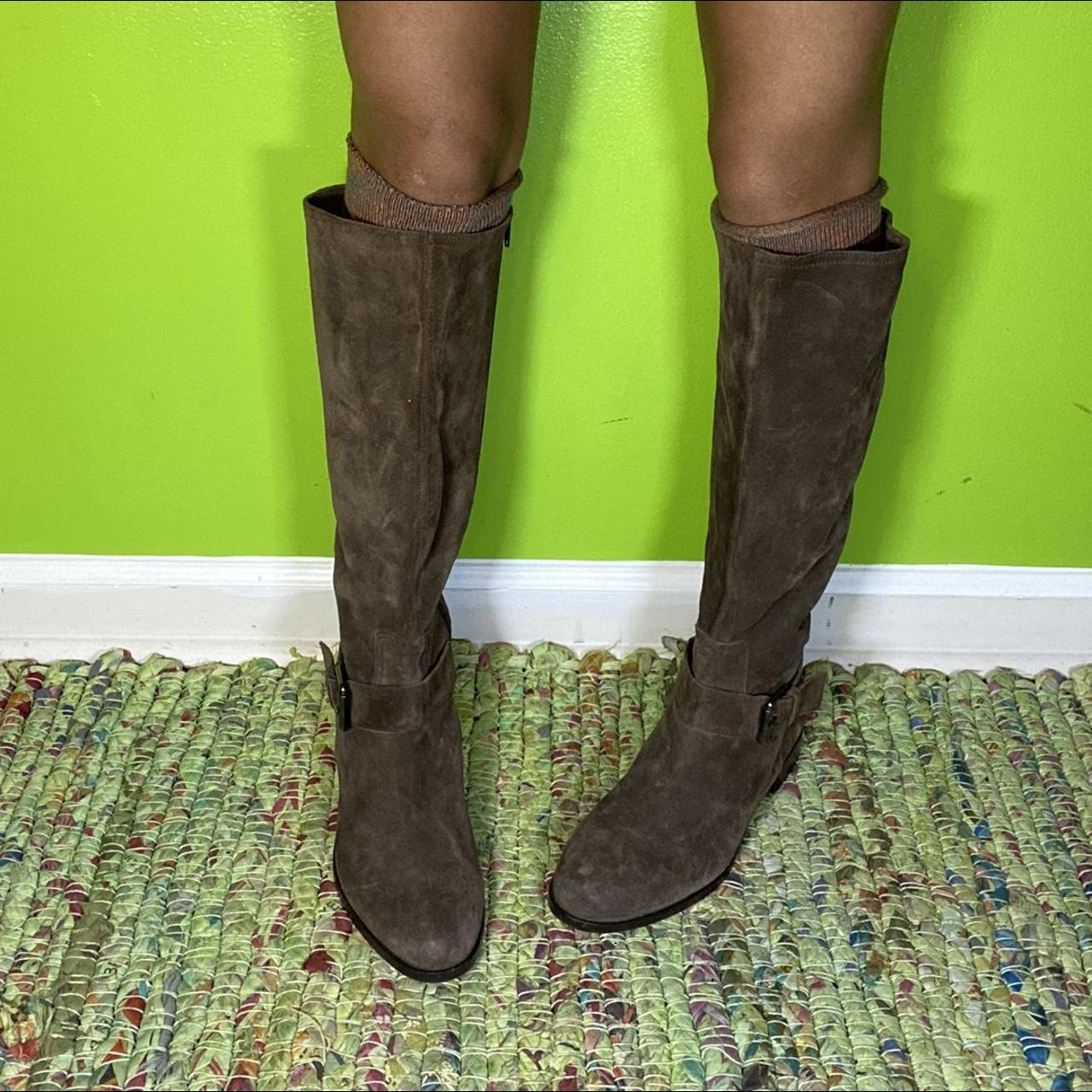 suede calf high boots