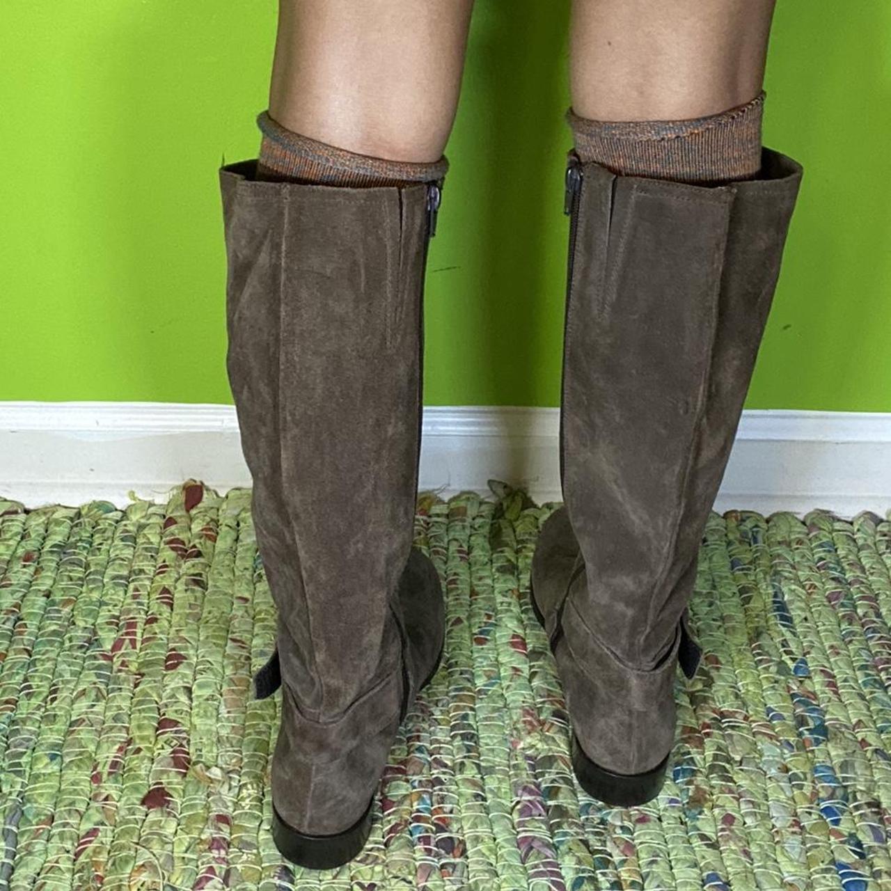 suede calf high boots