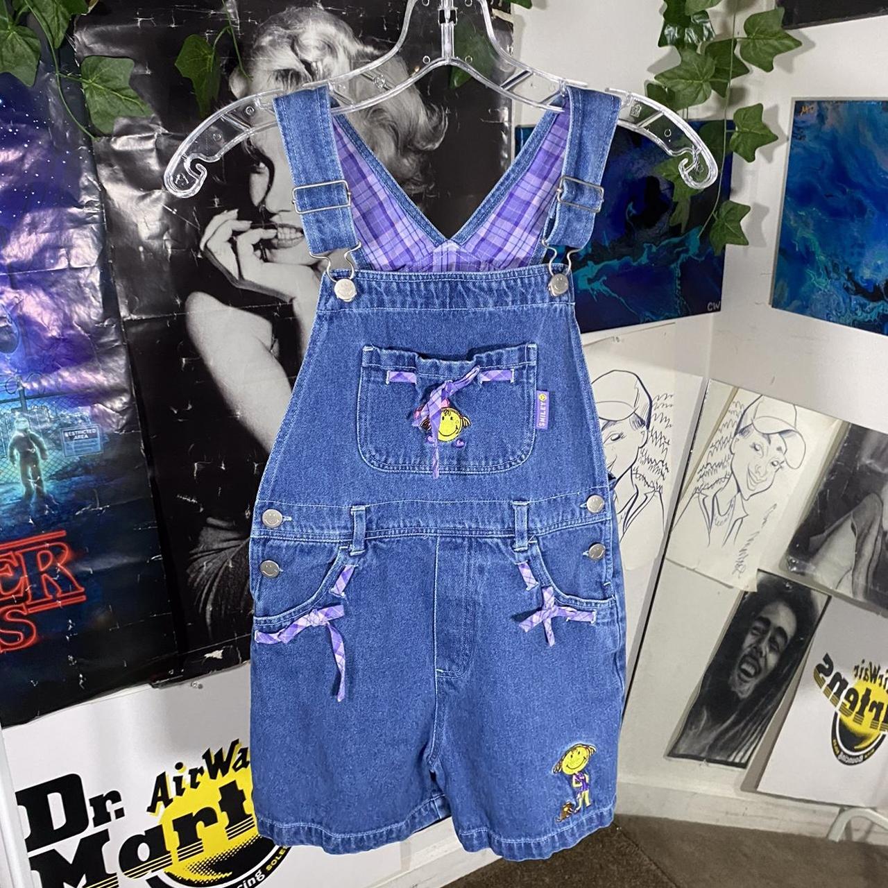 Women's Blue and Purple Dungareesoveralls Depop