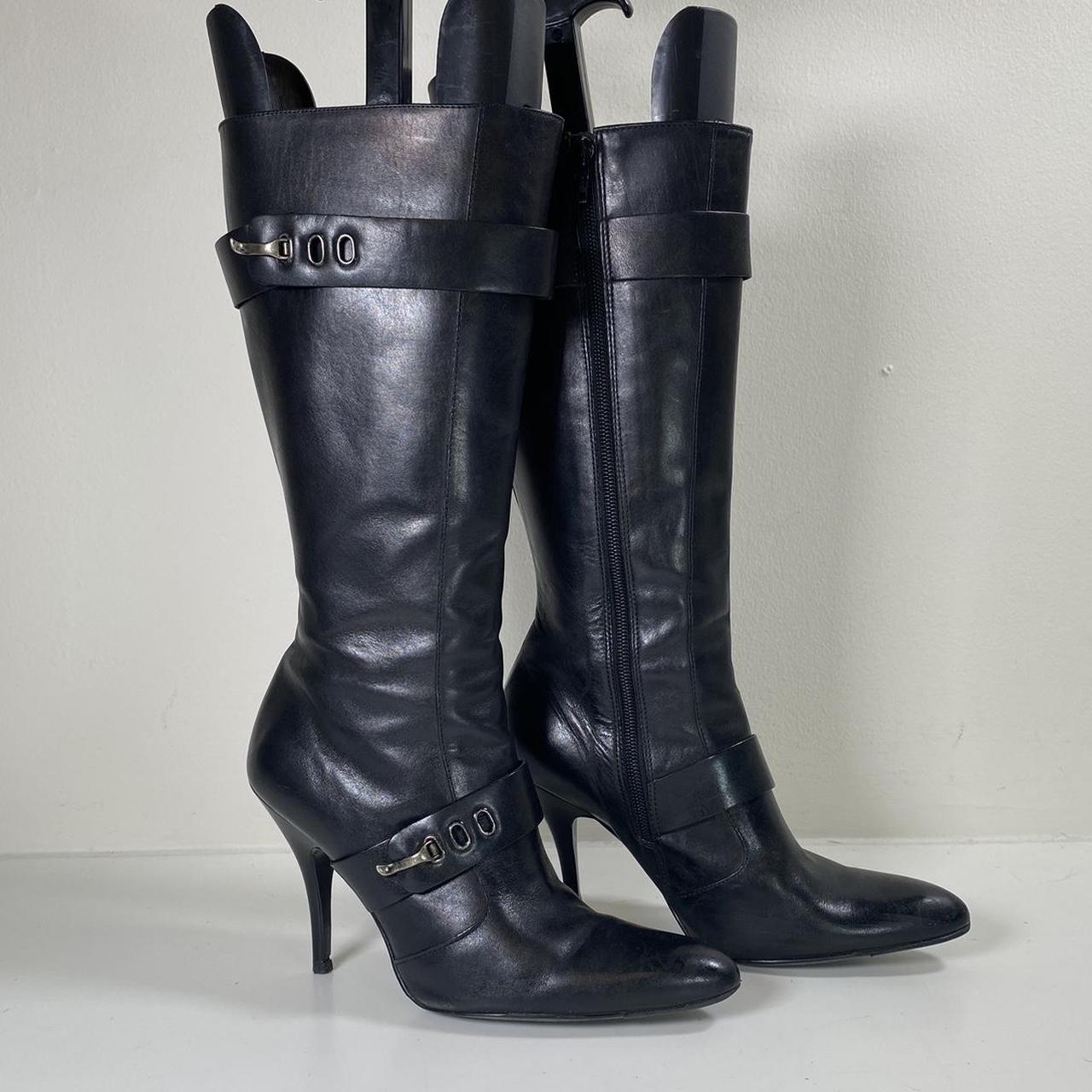 2000s Pointed-Toe Calf High Boots BCBGirls —... - Depop