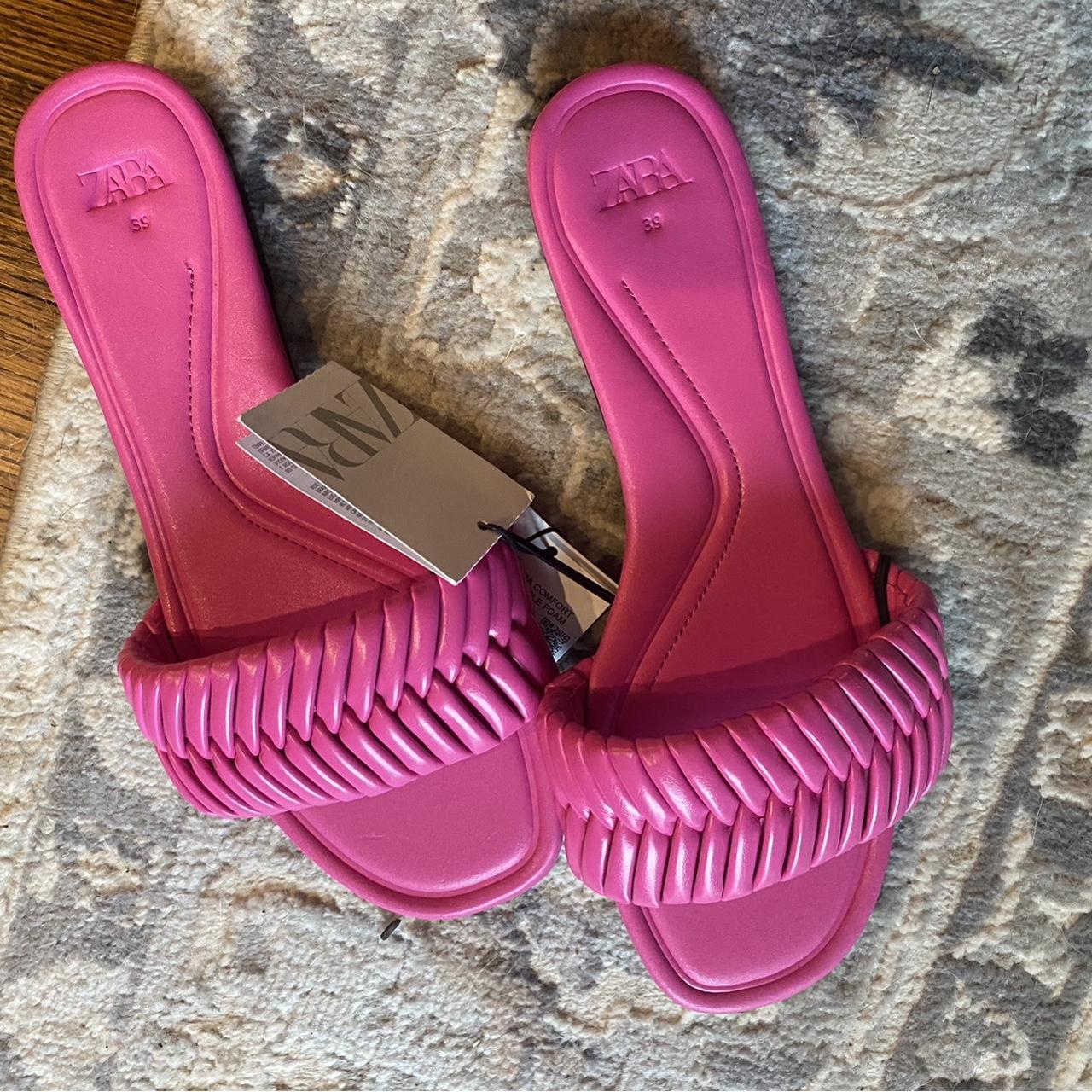 pink zara slides ,, brand new #zara #princesspolly... - Depop