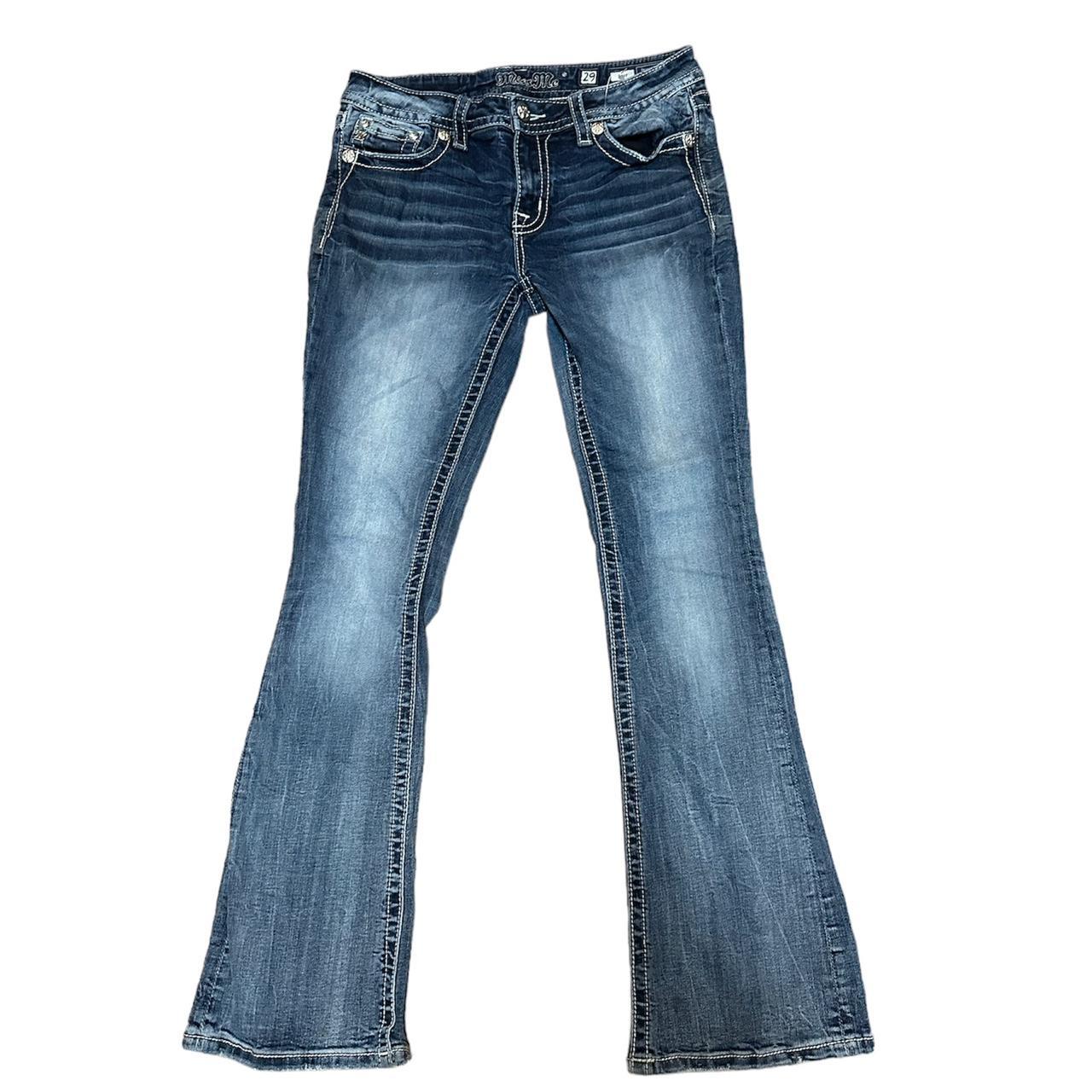 Miss Me bedazzled Y2K bootcut low rise jeans -... - Depop