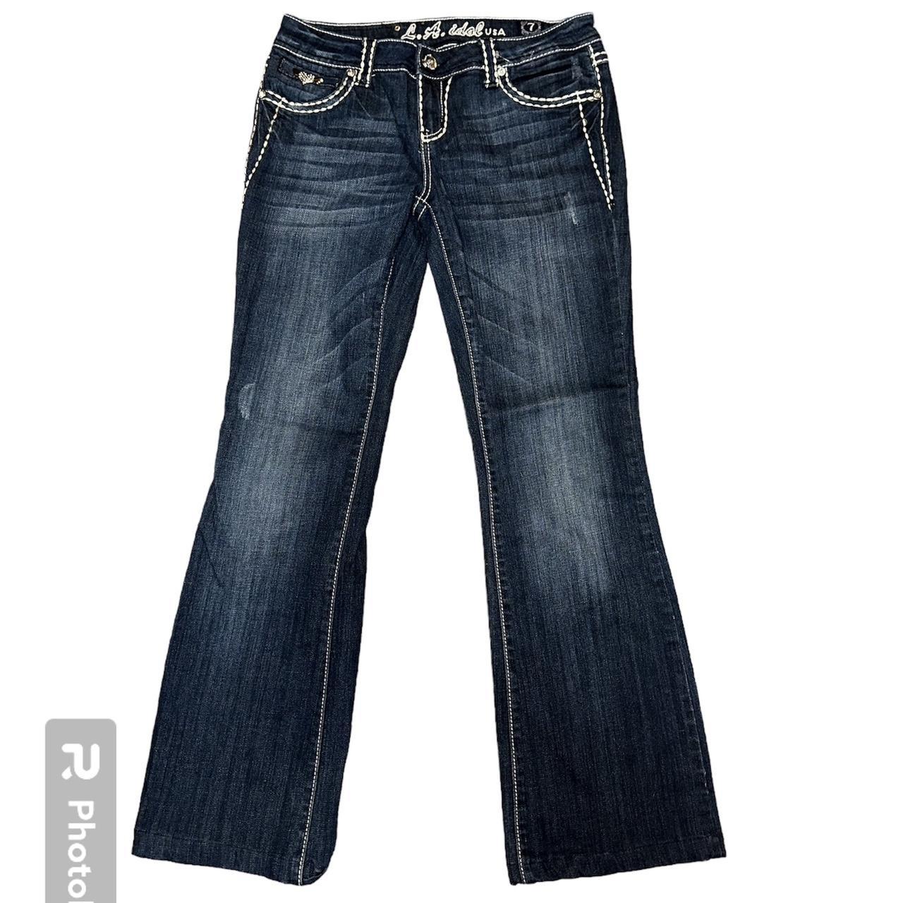 LA Idol low rise bedazzled Y2K jeans - size 7 -... - Depop