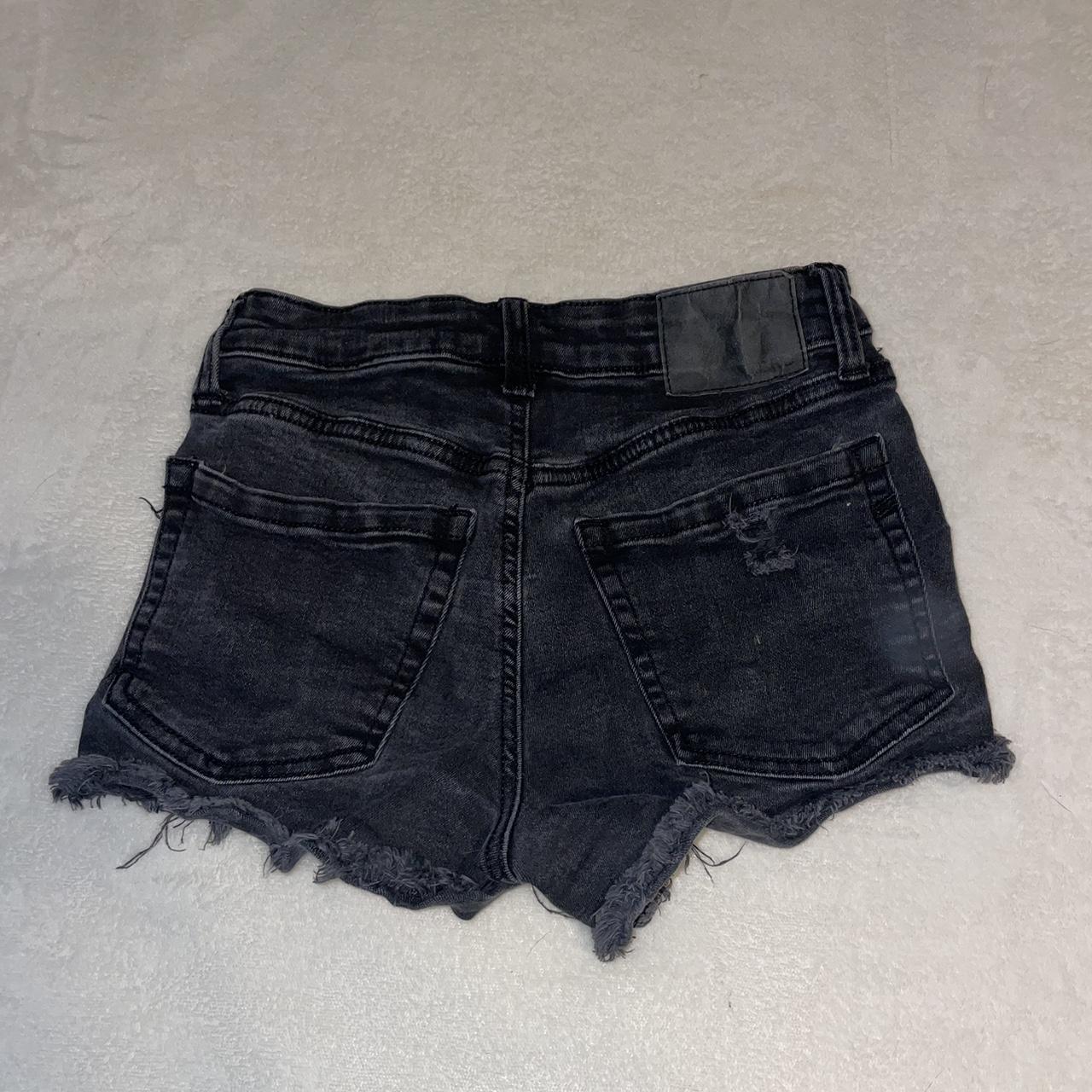 aeropostale high rise shorty distressed black denim... - Depop