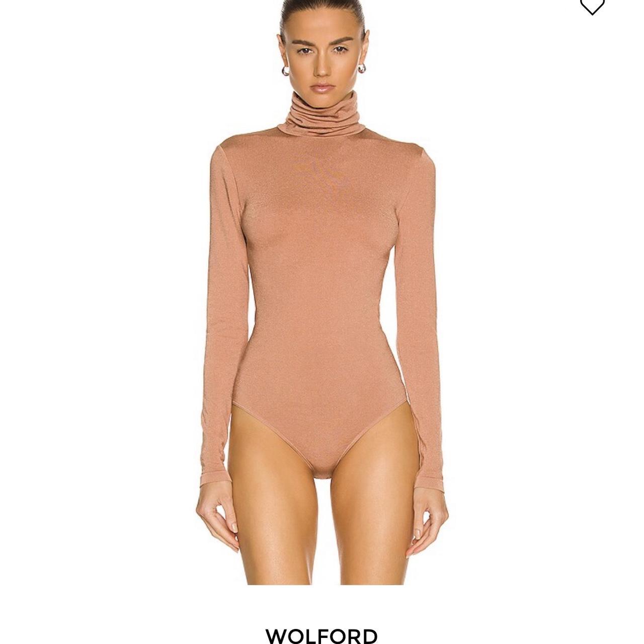 Wolford Turtleneck Thong Bodysuit in Caramel Brand Depop