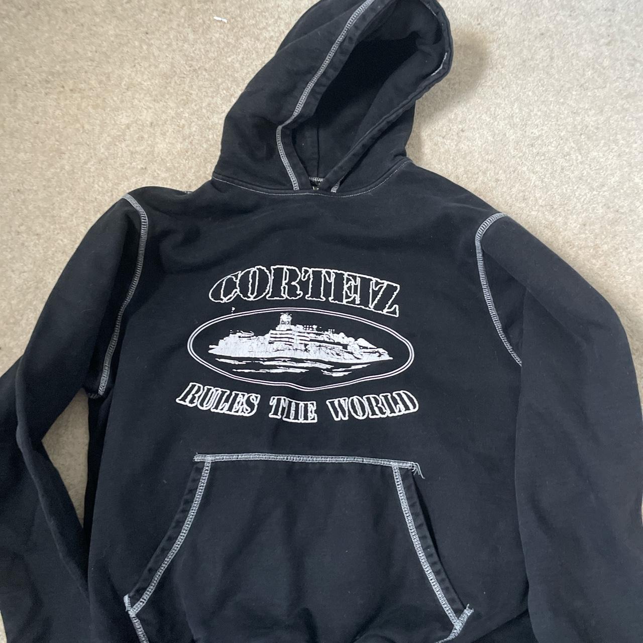 black and white corteiz stitch joggers and Depop