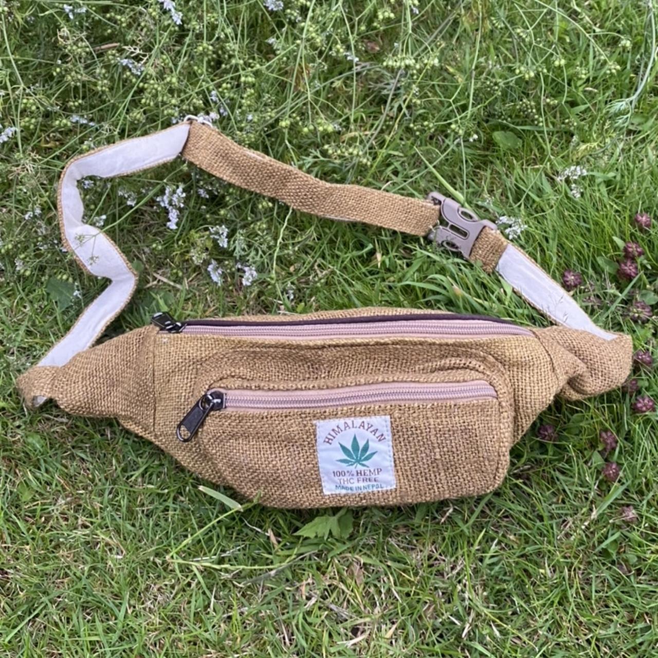 Bum bag made from knitted cotton with a boho... - Depop