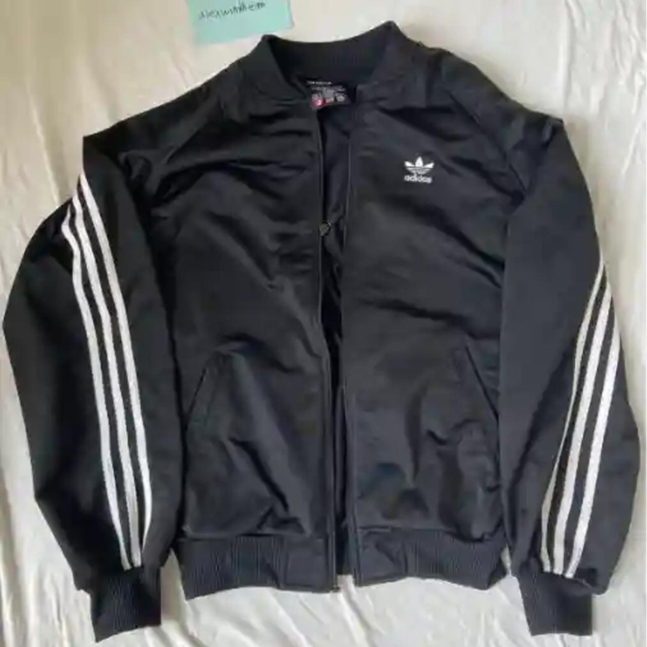 Black Adidas striped SST Track Jacket with trefoil... - Depop