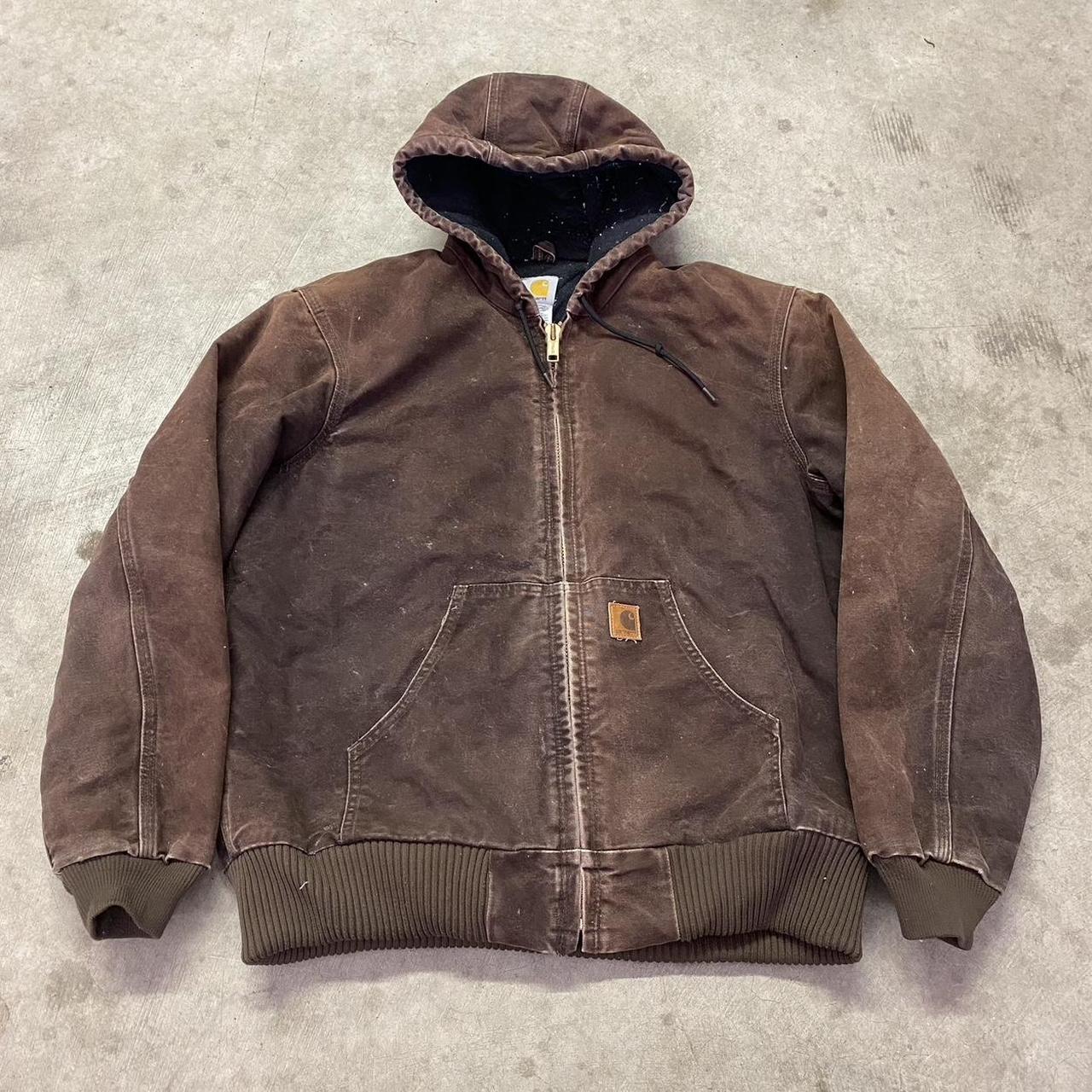 brown carhartt jacket carhartt essential carhartt... - Depop