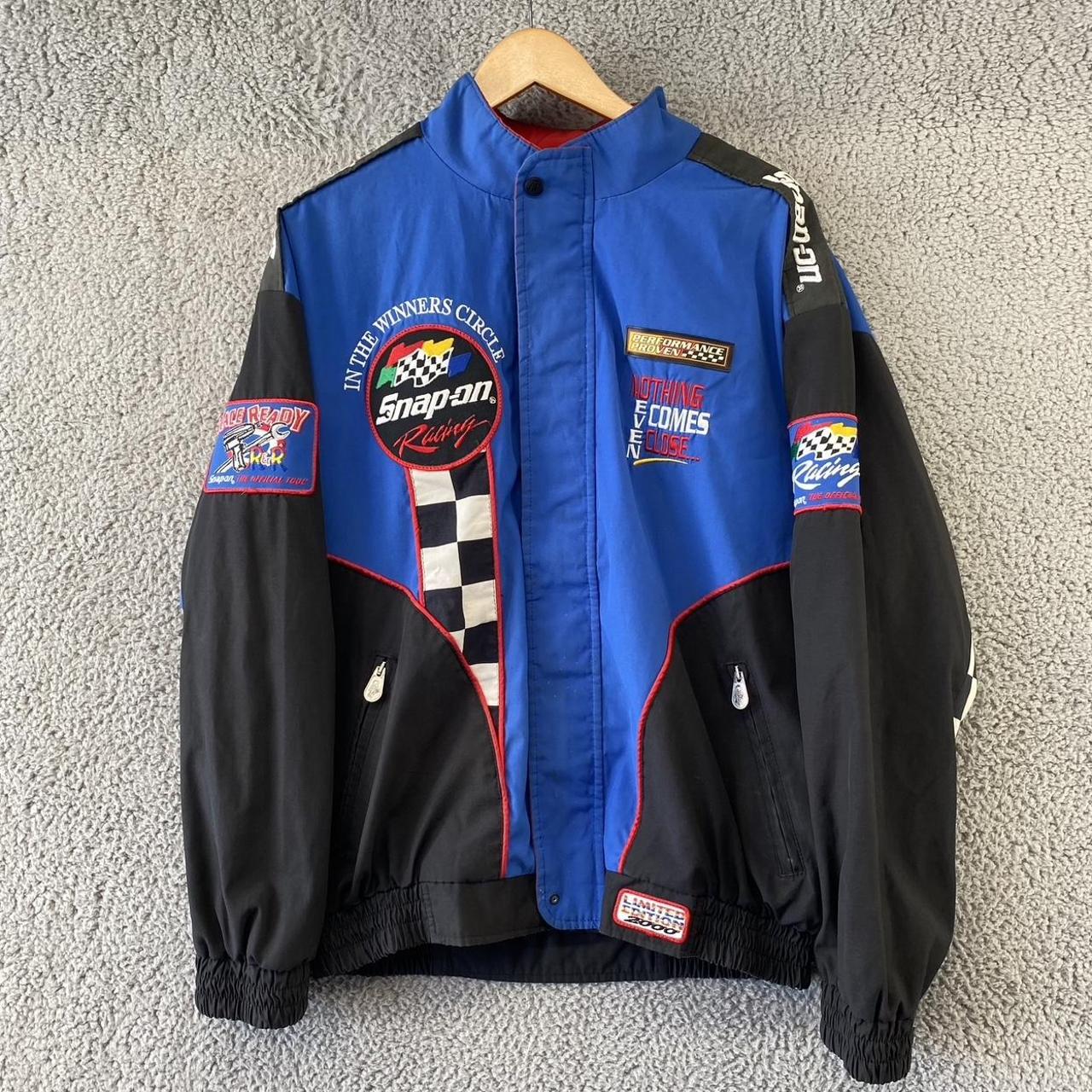 vintage snap on racing jacket vintage racing... - Depop