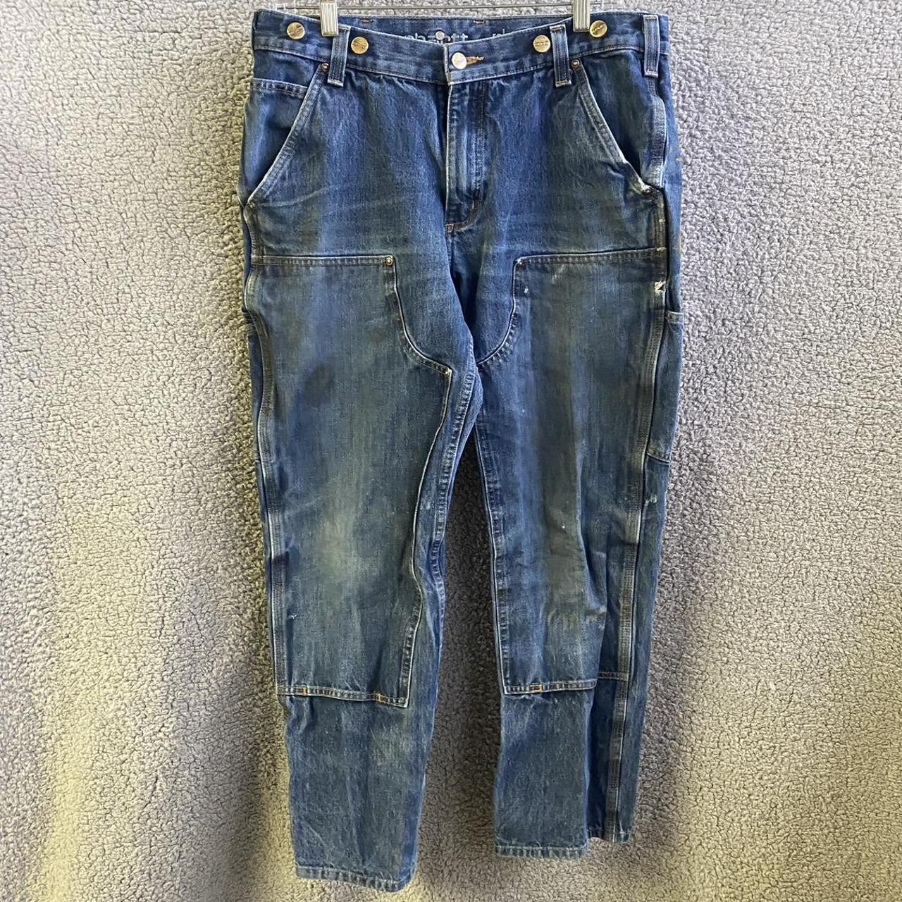 denim Carhartt double knee pants relaxed fit... - Depop