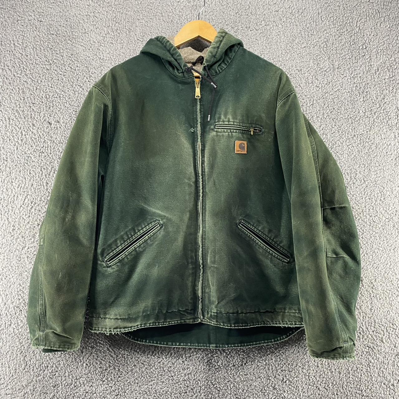 green Carhartt jacket faded green jade carhartt... - Depop