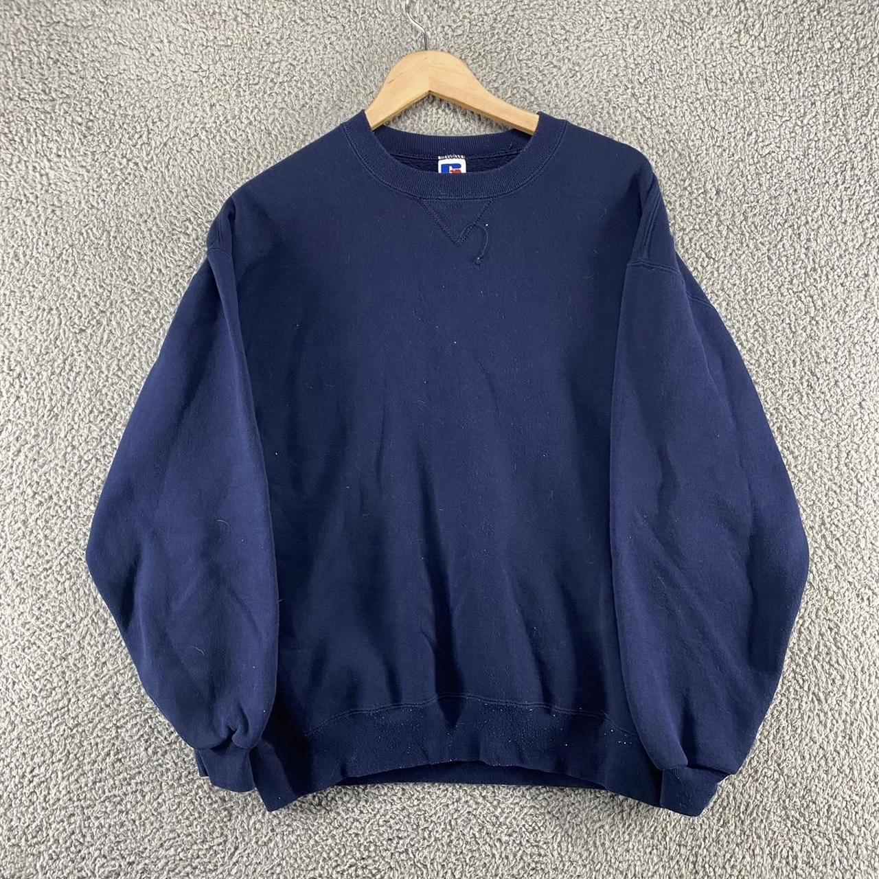 navy russell sweatshirt essential russell crew neck... - Depop