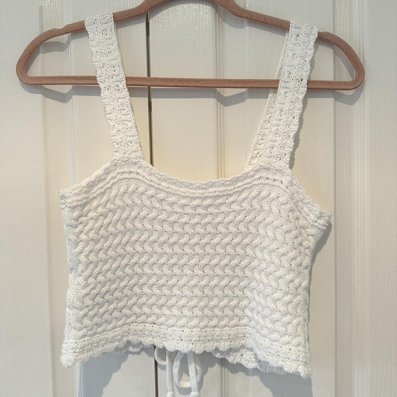 Hollister crochet white crop top - size small - only... - Depop