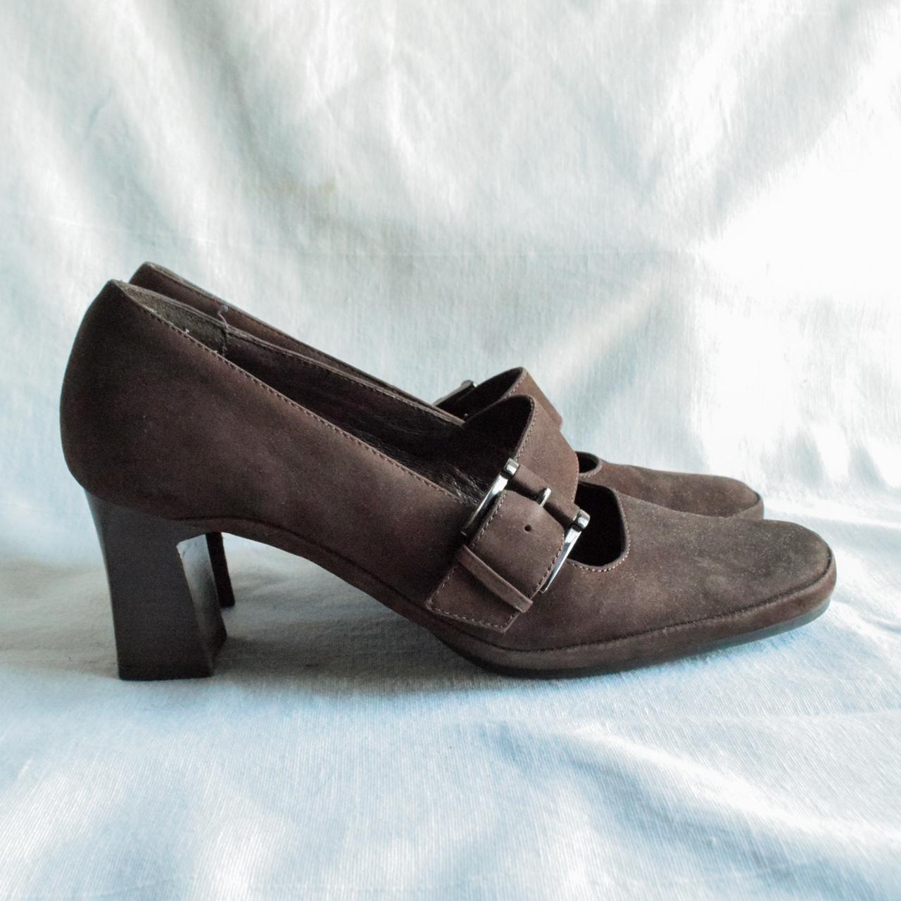 Adorable dark brown kitten heel shoes. Super dark... - Depop