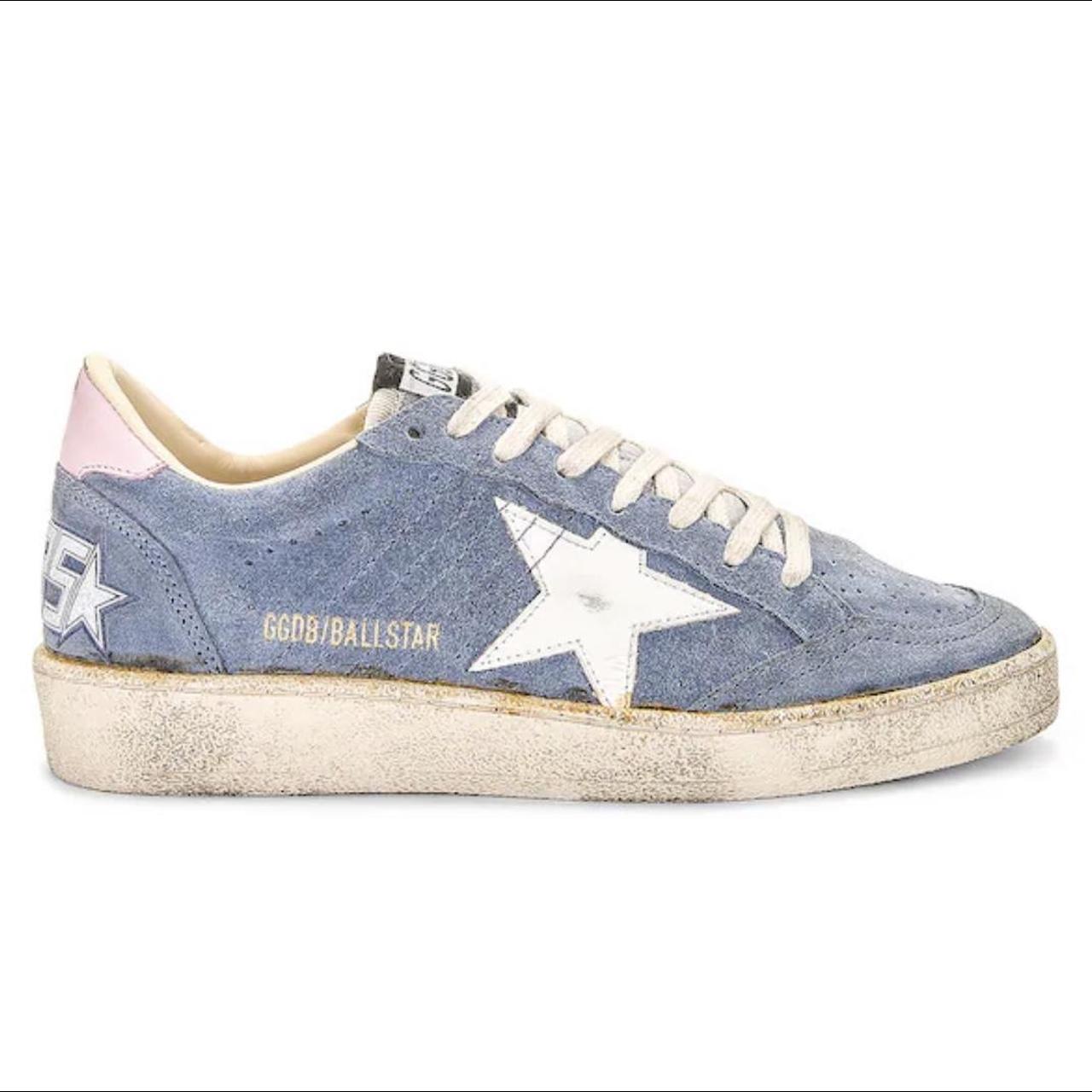 Golden Goose Women's Blue and White Trainers | Depop