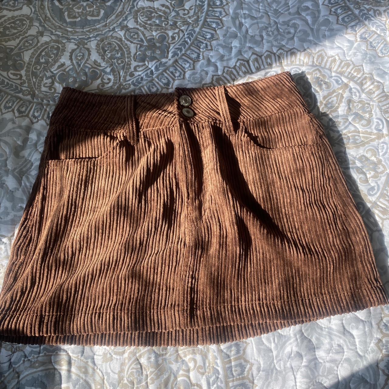 cutest brown skirt cute fall essential can fit 2426 Depop